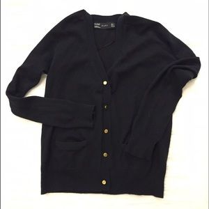 Zara Knit Cardigan, Black with gold buttons, S